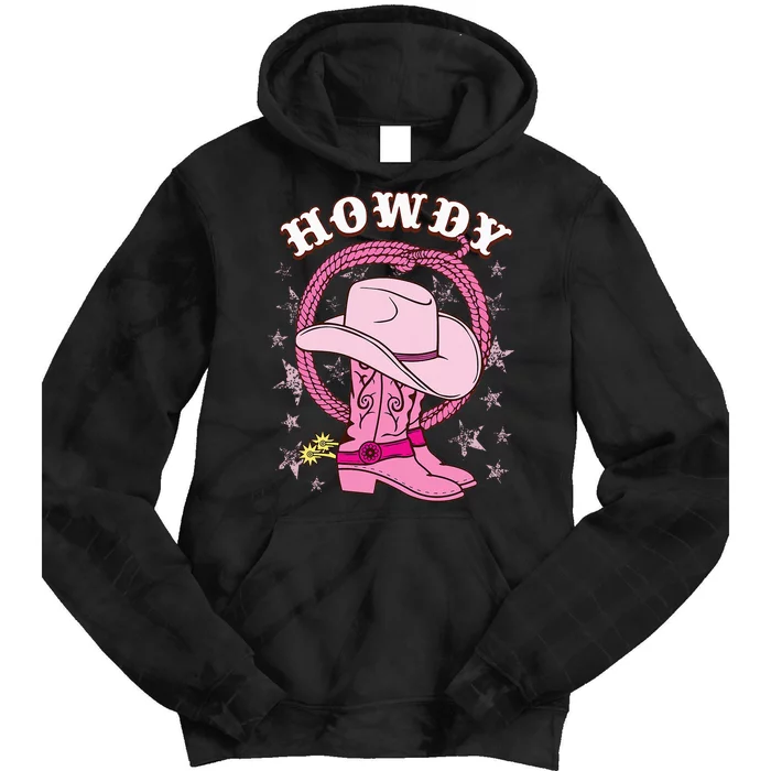 Howdy Cowboy Hat Boots Country Western Rodeo Tie Dye Hoodie