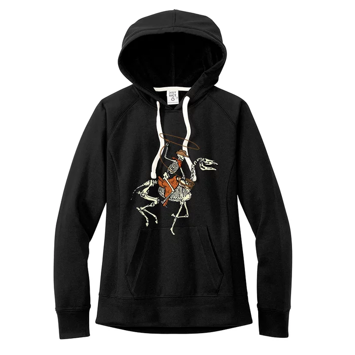 Halloween Cowboy Horse Skeleton Costume Women's Fleece Hoodie