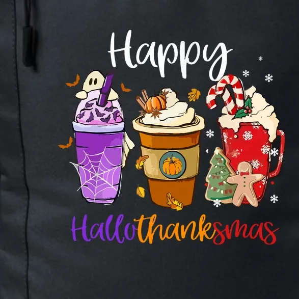 Happy Chirtmas Hallothanksmas Coffee Latte Halloween Thanksgiving Gift Daily Commute Backpack