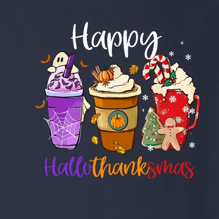 Happy Chirtmas Hallothanksmas Coffee Latte Halloween Thanksgiving Gift Toddler Long Sleeve Shirt