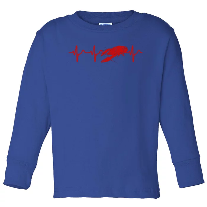 Heartbeat Crawfish Heart Frequency Boil Crew Lobster Season Meaningful Gift Toddler Long Sleeve Shirt