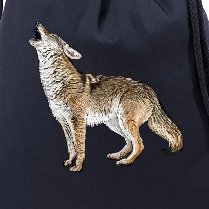 Howling Coyote Drawstring Bag