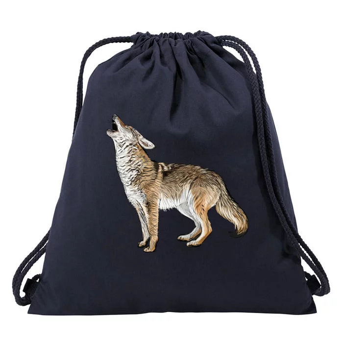 Howling Coyote Drawstring Bag