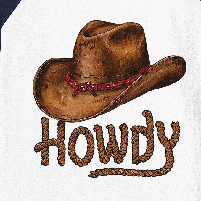 Howdy Cow Hat Howdy Rodeo Western Country Southern Baseball Sleeve Shirt