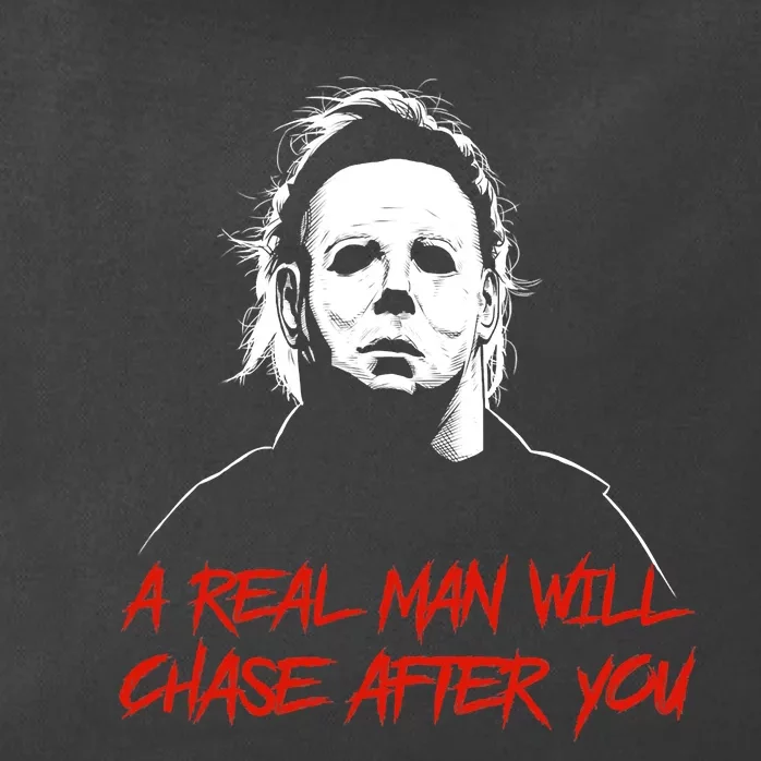 Halloween Creepy Horror Scary Man With Knife A Real Man Will Chase After You Zip Tote Bag