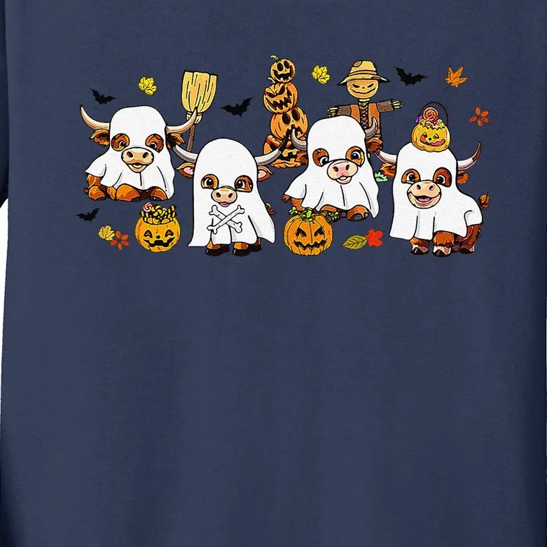 Highland Cow Halloween Kids Long Sleeve Shirt