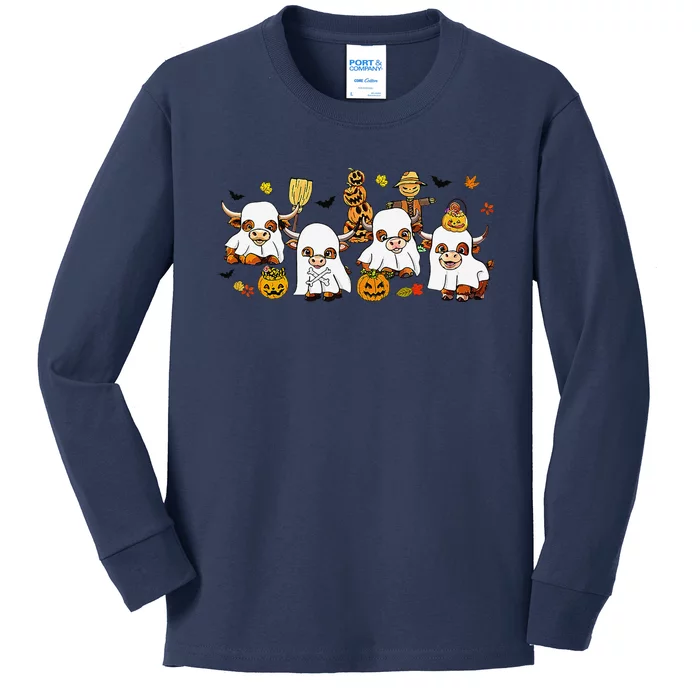 Highland Cow Halloween Kids Long Sleeve Shirt