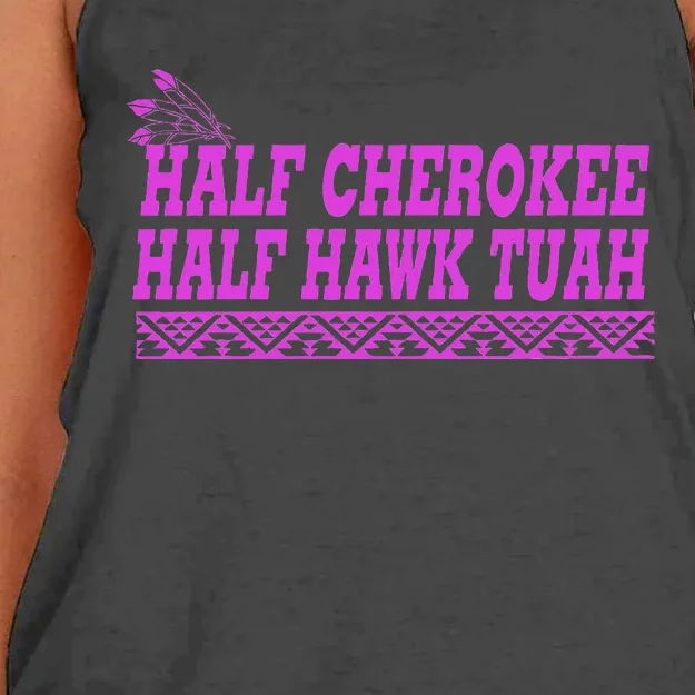 Half Cherokee Hawk Tuah Funny Hawk Tush Women's Knotted Racerback Tank