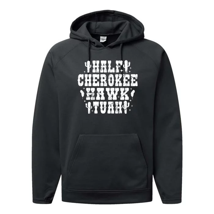 Half Cherokee Hawk Tuah Spit On That Thing Svg Hawk Tuah 24 Performance Fleece Hoodie