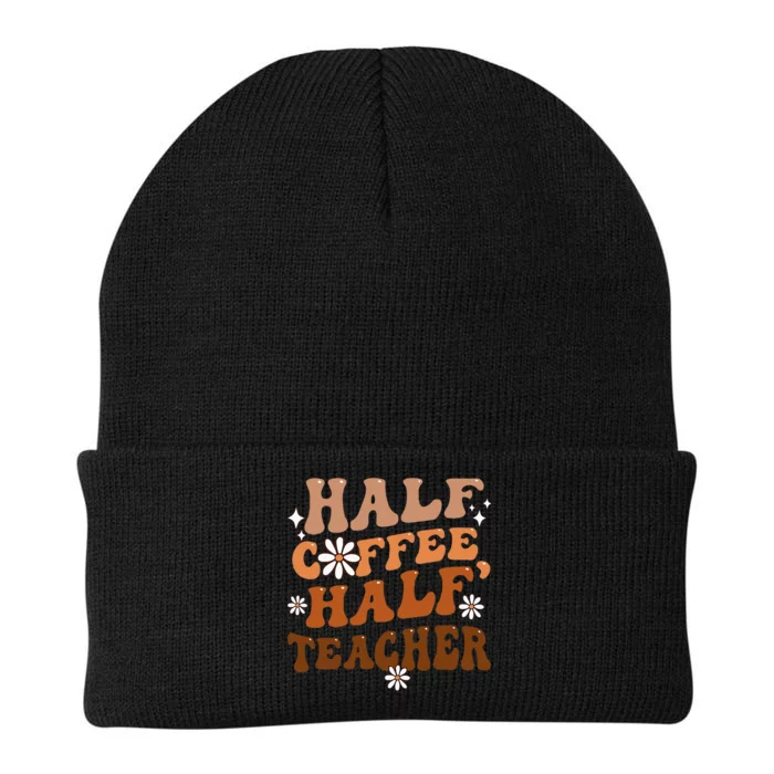 Half Coffee Half Teacher Inspirational Quotes For Teachers Knit Cap Winter Beanie