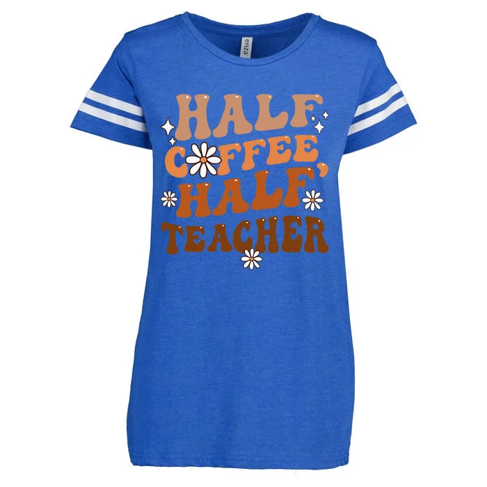 Half Coffee Half Teacher Inspirational Quotes For Teachers Enza Ladies Jersey Football T-Shirt