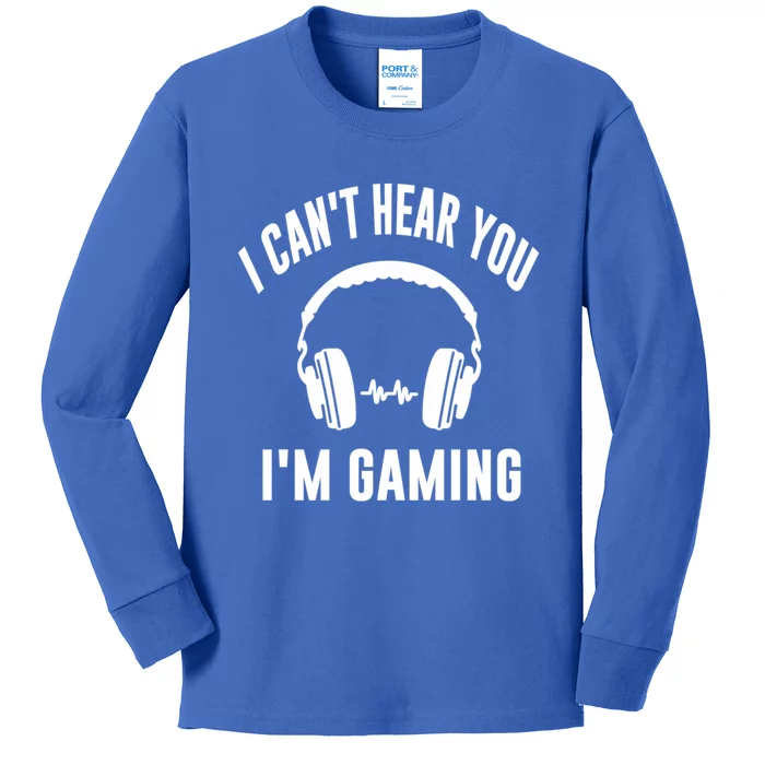 Headset Can't Hear You I'm Gaming Vintage Funny Gamer Gift Funny Gift Kids Long Sleeve Shirt