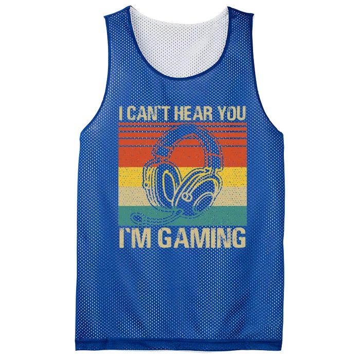 Headset Can't Hear You I'm Gaming Vintage Funny Gamer Gift Mesh Reversible Basketball Jersey Tank