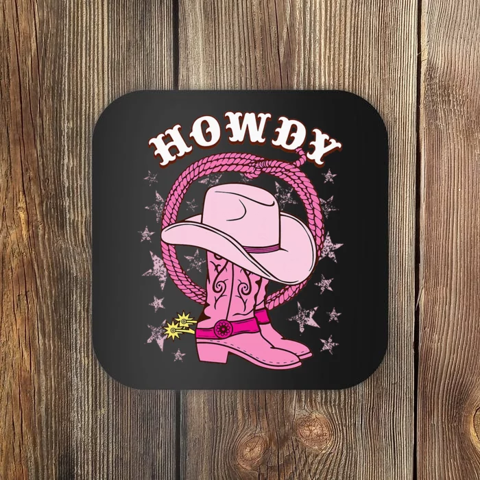 Howdy Cowboy Hat Boots Country Western Rodeo Coaster