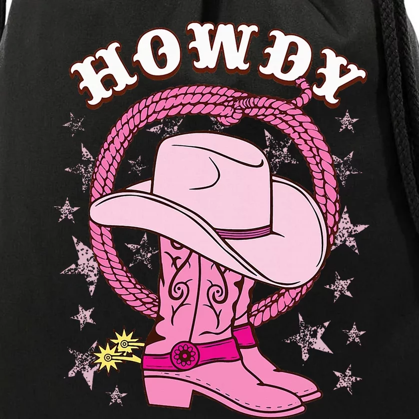 Howdy Cowboy Hat Boots Country Western Rodeo Drawstring Bag