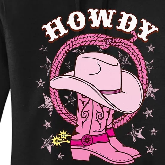 Howdy Cowboy Hat Boots Country Western Rodeo Women's Pullover Hoodie