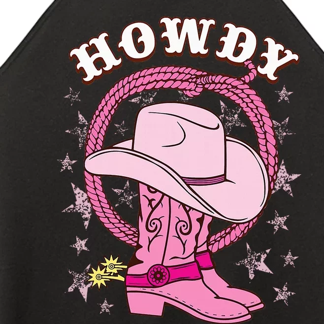 Howdy Cowboy Hat Boots Country Western Rodeo Women’s Perfect Tri Rocker Tank