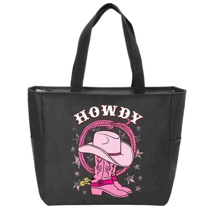 Howdy Cowboy Hat Boots Country Western Rodeo Zip Tote Bag