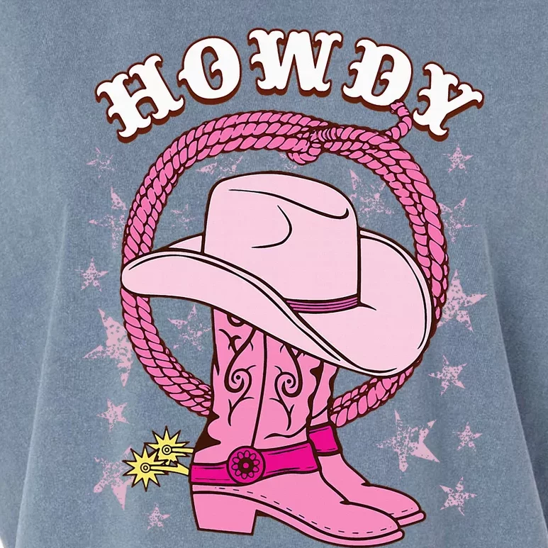 Howdy Cowboy Hat Boots Country Western Rodeo Garment-Dyed Women's Muscle Tee