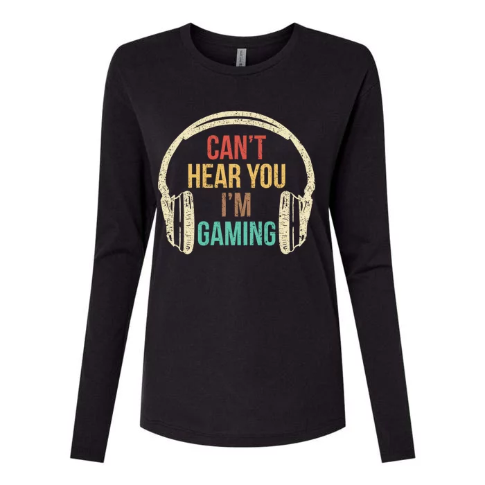 Headset Can't Hear You I'm Gaming Vintage Gift Womens Cotton Relaxed Long Sleeve T-Shirt