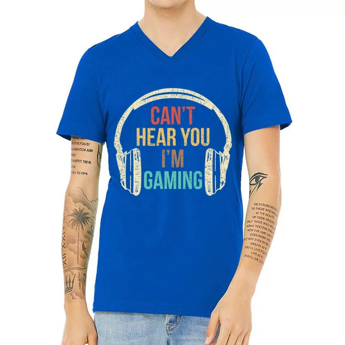 Headset Can't Hear You I'm Gaming Vintage Gift V-Neck T-Shirt