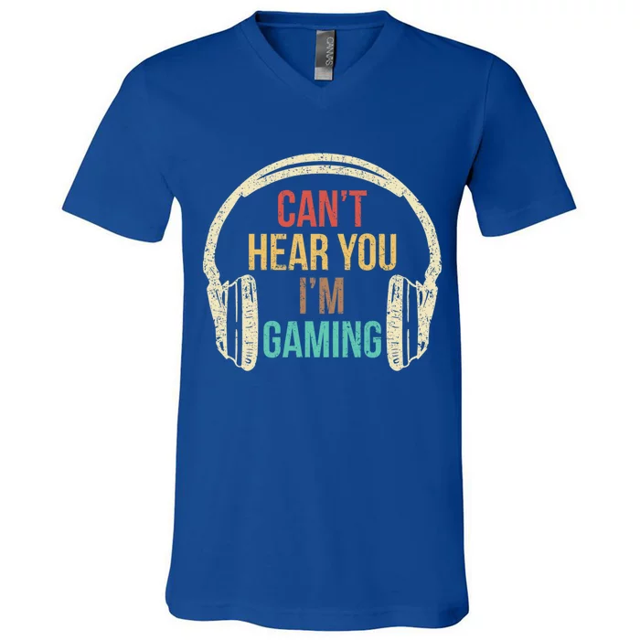 Headset Can't Hear You I'm Gaming Vintage Gift V-Neck T-Shirt