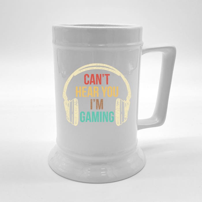 Headset Can't Hear You I'm Gaming Vintage Gift Front & Back Beer Stein