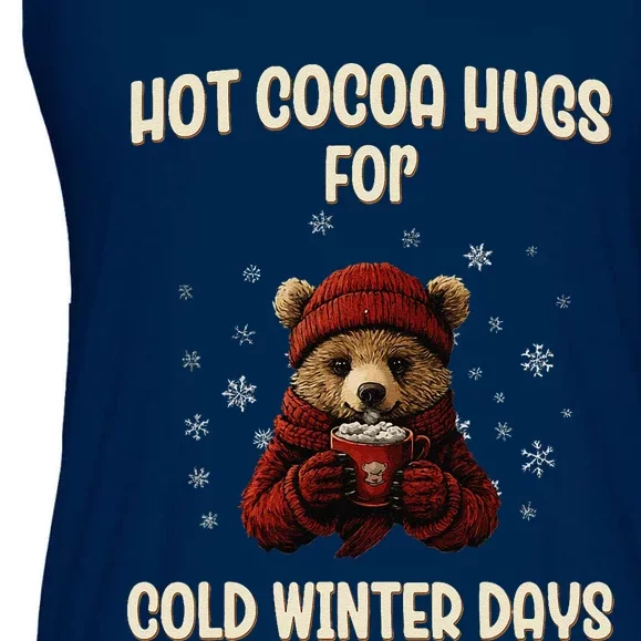 Hot Cocoa Hugs For Cold Winter Days Funny Cute Hot Chocolate Ladies Essential Flowy Tank