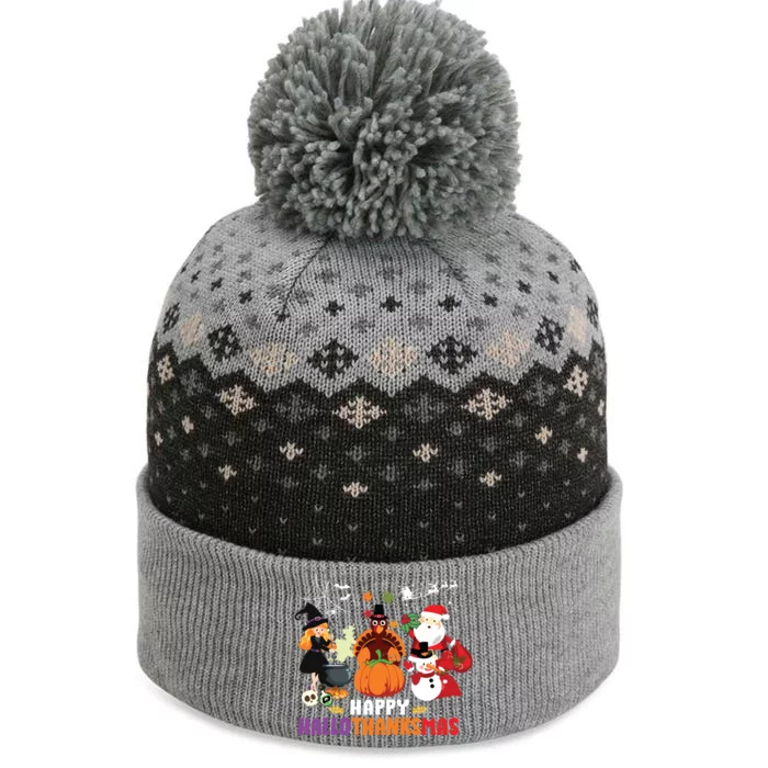 Halloween Christmas Happy Hallothanksmas Thanksgiving The Baniff Cuffed Pom Beanie