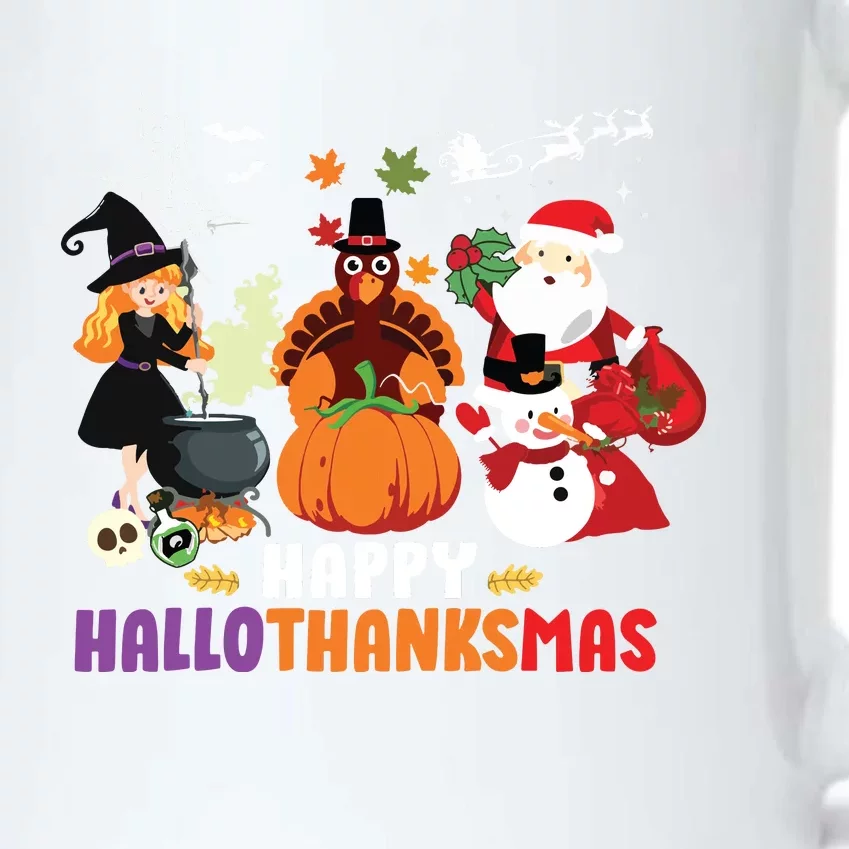 Halloween Christmas Happy Hallothanksmas Thanksgiving Black Color Changing Mug