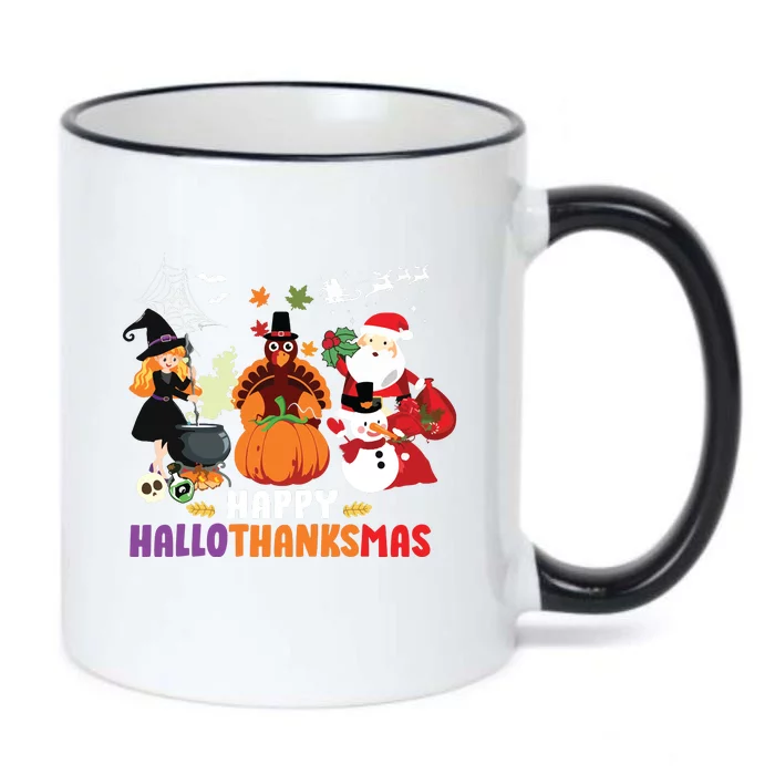 Halloween Christmas Happy Hallothanksmas Thanksgiving Black Color Changing Mug