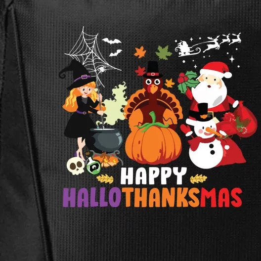 Halloween Christmas Happy Hallothanksmas Thanksgiving City Backpack