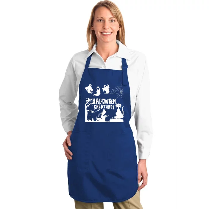 Halloween Creatures Full-Length Apron With Pocket