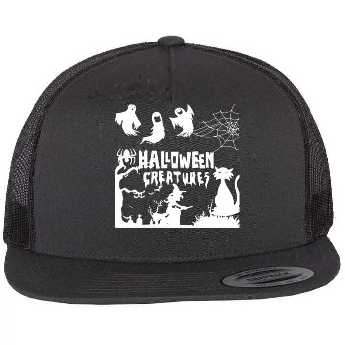 Halloween Creatures Flat Bill Trucker Hat