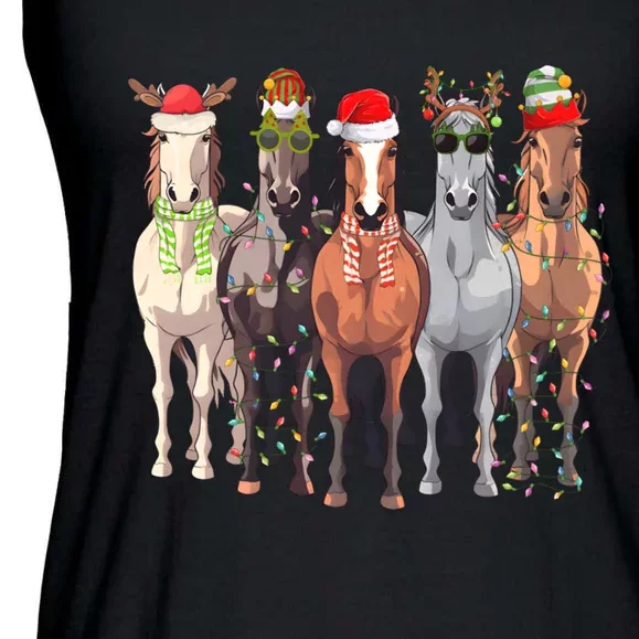 Horses Christmas Ladies Essential Flowy Tank