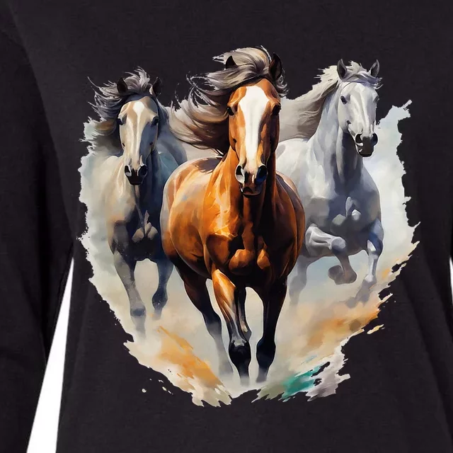 Horses Collage Horse Lover Womens Cotton Relaxed Long Sleeve T-Shirt