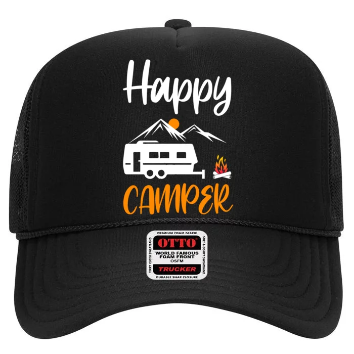 Happy Camper High Crown Mesh Trucker Hat