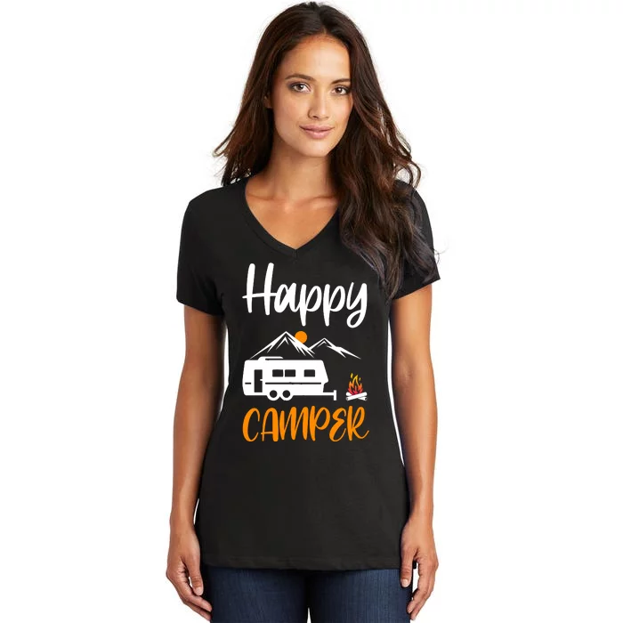 Happy Camper Women's V-Neck T-Shirt