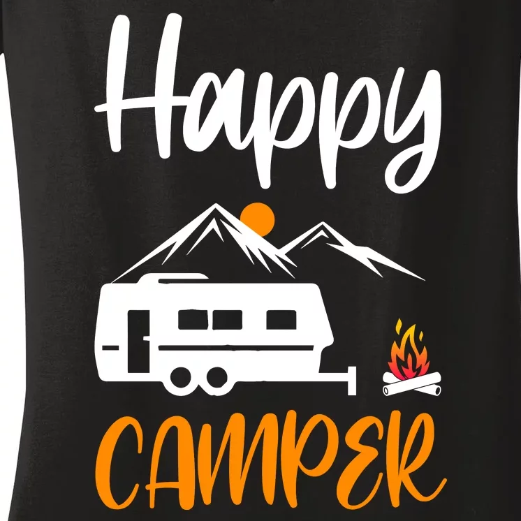 Happy Camper Women's V-Neck T-Shirt