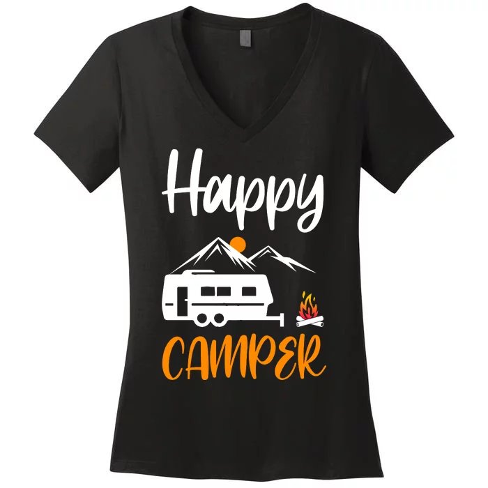 Happy Camper Women's V-Neck T-Shirt