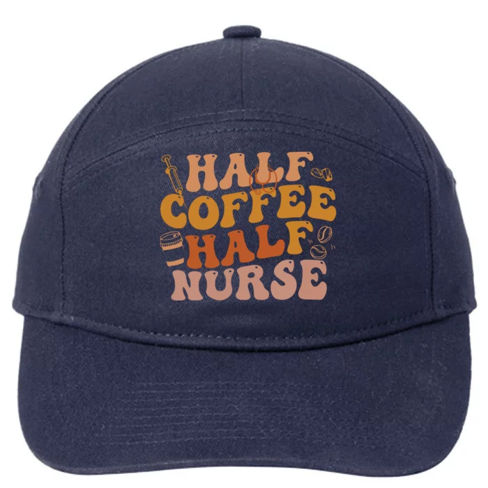 Half Coffee Half Nurse Groovy Colors RN LPN Medical Staffs 7-Panel Snapback Hat