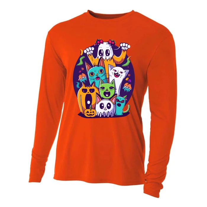 Halloween Cats Cooling Performance Long Sleeve Crew