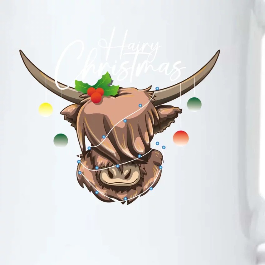 Hairy Christmas Highland Cow Christmas Light Cow Gift Black Color Changing Mug