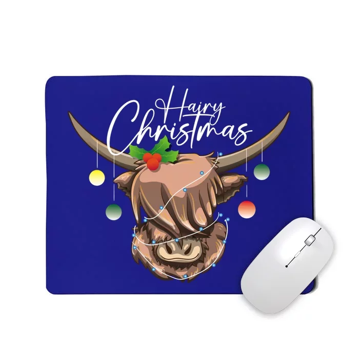 Hairy Christmas Highland Cow Christmas Light Cow Gift Mousepad