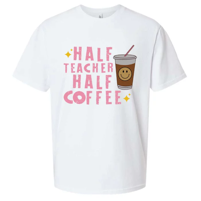 Half Coffee Half Teacher Gift Sueded Cloud Jersey T-Shirt