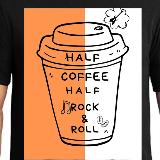 Half Coffee Half Rock & Roll Funny Music Quote Pajama Set