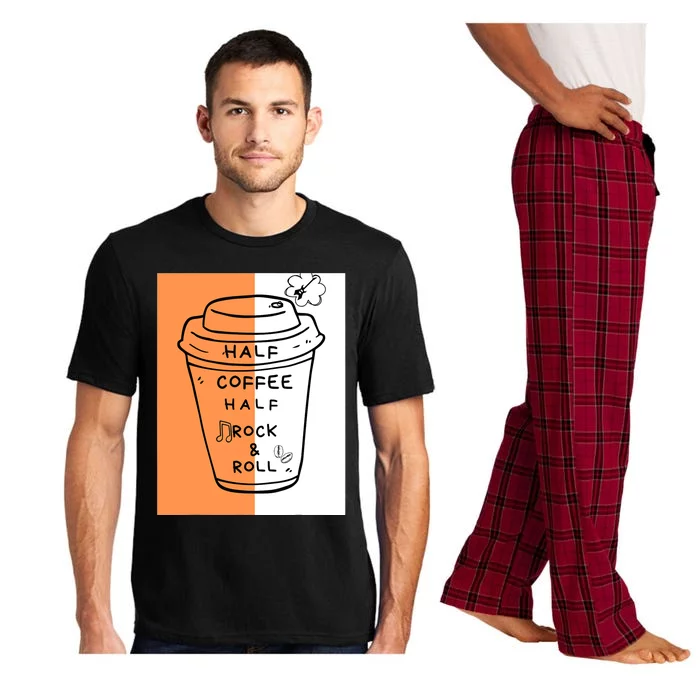 Half Coffee Half Rock & Roll Funny Music Quote Pajama Set