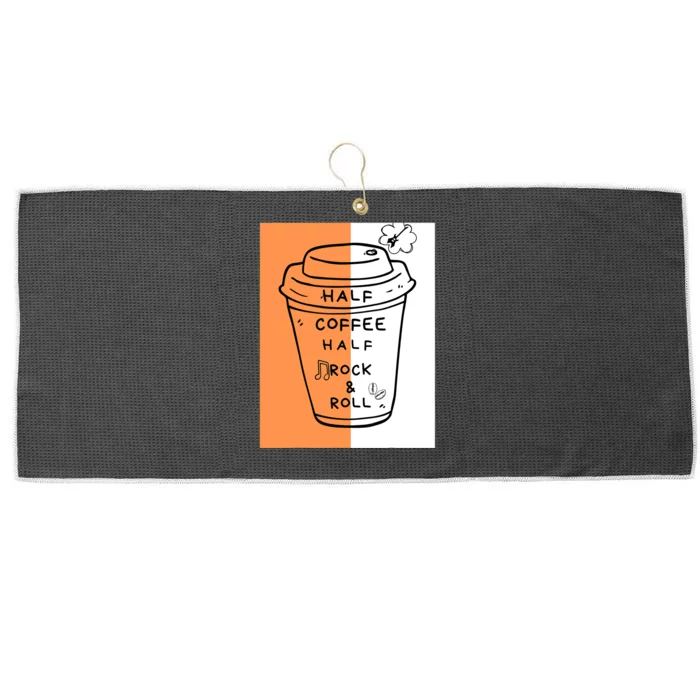 Half Coffee Half Rock & Roll Funny Music Quote Large Microfiber Waffle Golf Towel