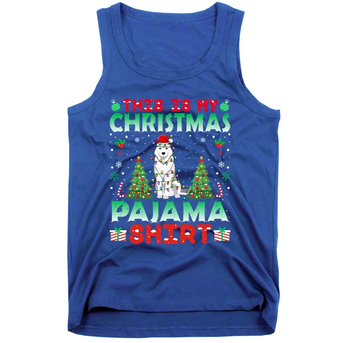 Husky Christmas Hat Pajama Gift Xmas Husky Lover Gift Tank Top