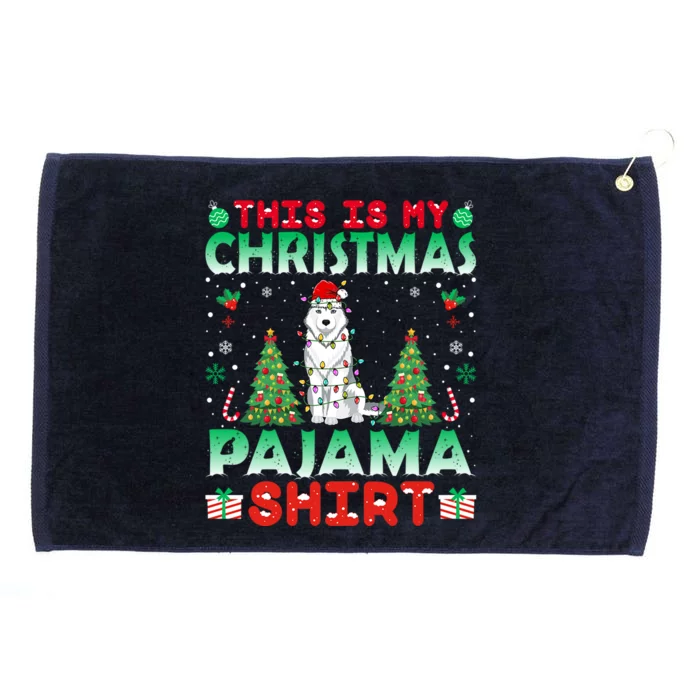 Husky Christmas Hat Pajama Gift Xmas Husky Lover Gift Grommeted Golf Towel